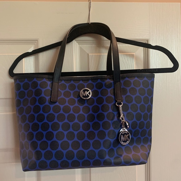 Michael Kors Black/Blue Leather Tote Handbag - Picture 1 of 7